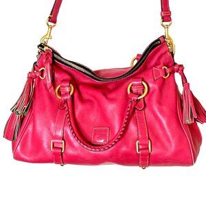 Dooney & Bourke Pink Florentine Satchel Bag Gold Brass Italian Vacchetta Leather